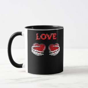 Mug Skeleton Mains Coeur Drôle Design