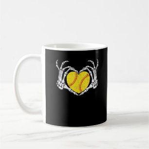 Mug Skeleton Mains Coeur Halloween Costume Softball Wo
