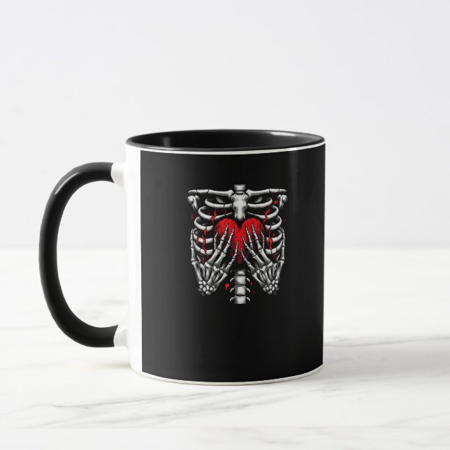 Mug Skeleton Mains tenant Coeur Halloween Costume amus (Gauche)