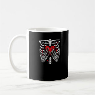 Mug Skeleton Mains tenant Coeur Halloween Costume amus