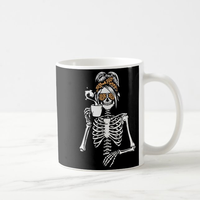 Mug Skeleton Messy Bun Coffee Drinking Halloween Costu (Droite)