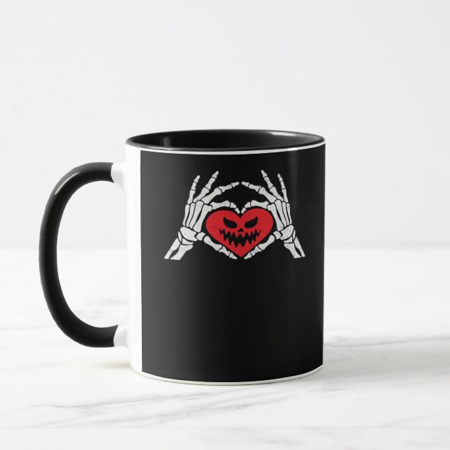 Mug Skeleton Met Un Coeur Halloween Éffrayant (Gauche)