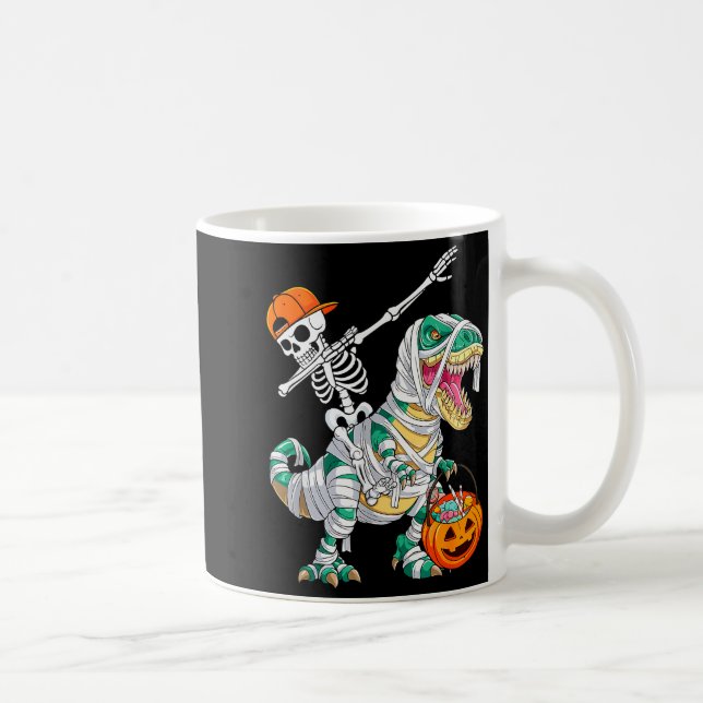Mug Skeleton Riding Dancing Dab Dinosaur T Rex Hallowe (Droite)