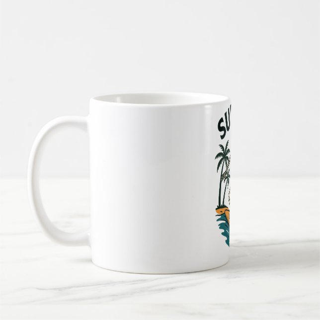 Mug Skeleton Surfing Retro Beach Wave Design (Gauche)