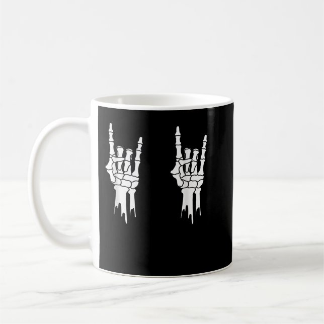 Mug Skeleton's Hand Holds Pastel Polka Dot Egg Happy E (Gauche)