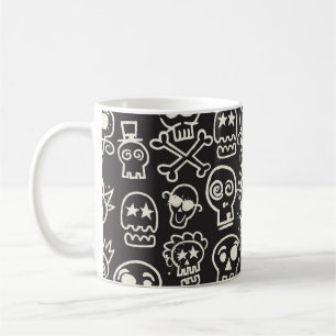 Mug Sketchchy noir crâne papier peint sans couleur