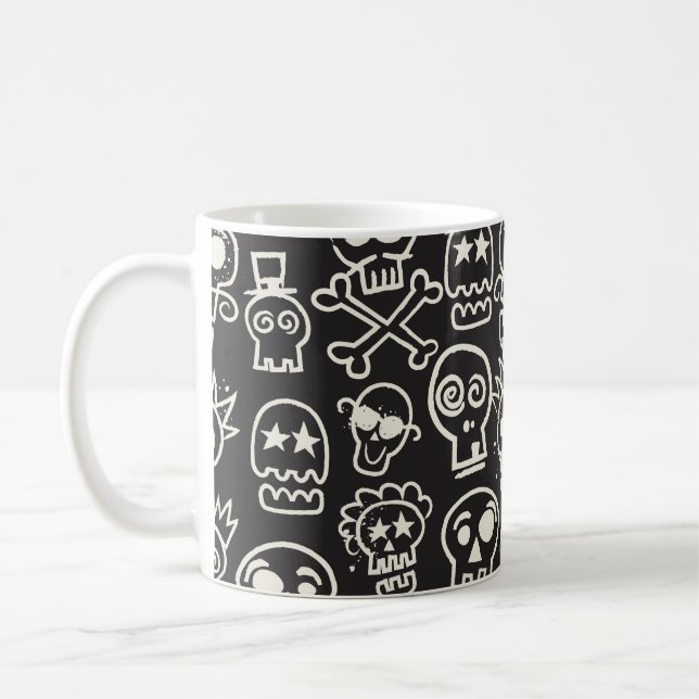 Mug Sketchchy noir crâne papier peint sans couleur (Gauche)