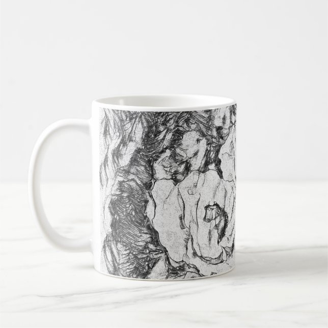 Mug Sketched Pen Drawn poppies flowers floral whi (Gauche)