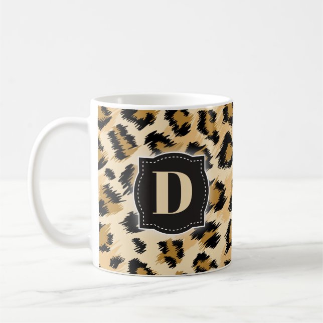 Mug Sketchy Classic Leopard Motif avec Monogramme pers (Gauche)