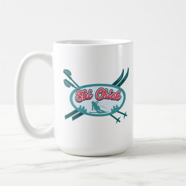 Mug Ski Chick Hiver Montagnes Pistes (Gauche)