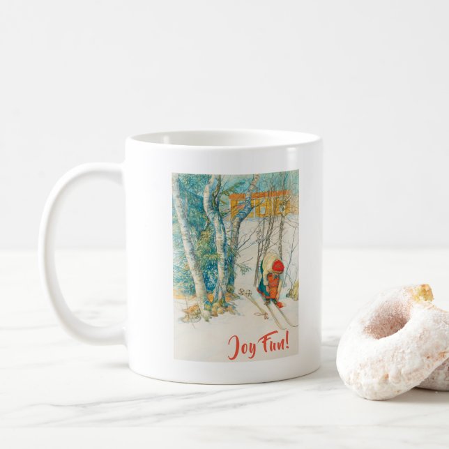 Mug Ski d'hiver par Carl Larsson (Avec donut)