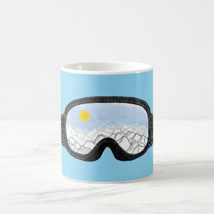 Mug Ski Goggles Mountain View Illustration Bleu clair