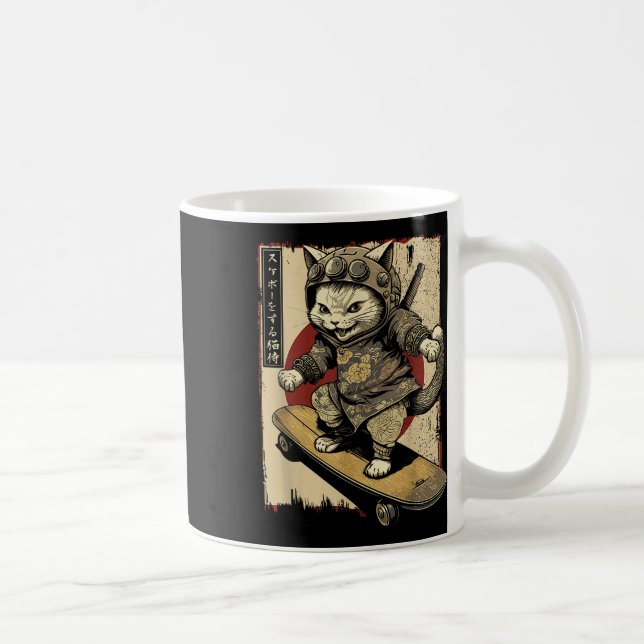 Mug Ski Japonais Samurai Chat Tattoo Kawaii Ninj (Droite)