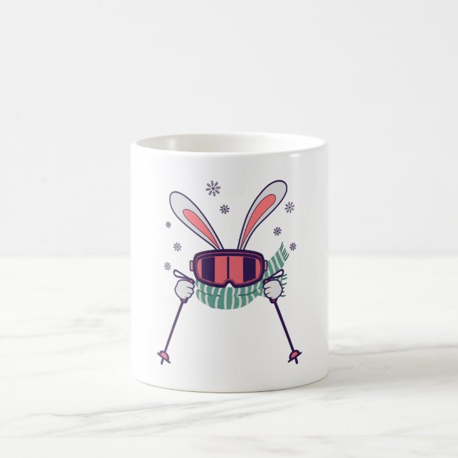 Mug Ski lapin avec bâtons de ski lunettes de ski et éc (Centre)