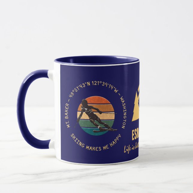 Mug Ski Mt. Baker, Washington - Lady Skier Sur Dark (Gauche)