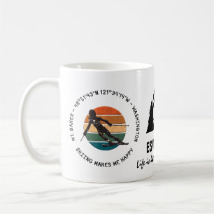 Mug Ski Mt. Baker, Washington - Woman Skier Texte noir