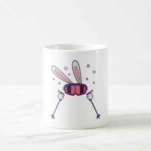 Mug Ski Rabbit avec bâtons de ski et lunettes de ski