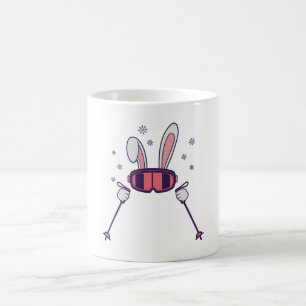 Mug Ski Rabbit avec bâtons de ski et lunettes de ski