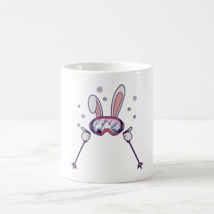 Mug Ski Rabbit avec bâtons de ski et lunettes de ski