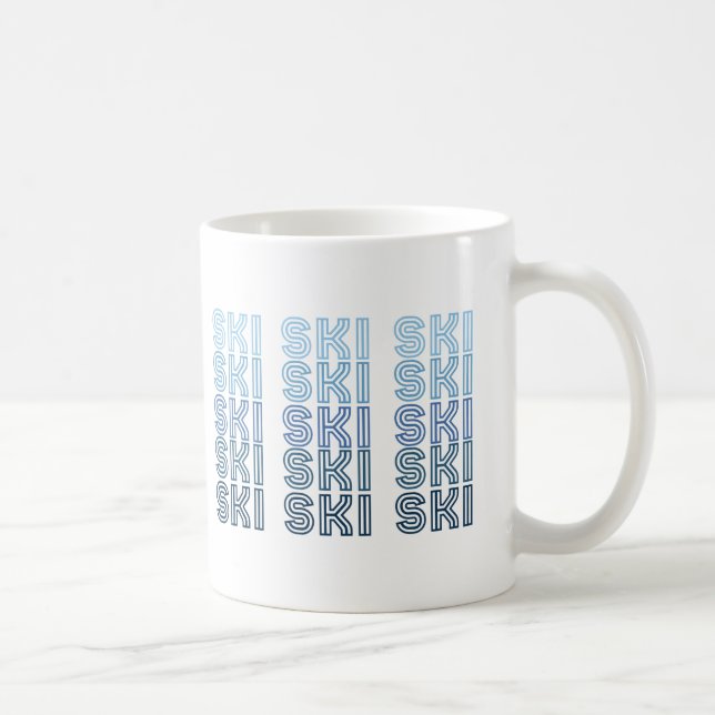 Mug ski sport texte bleu (Droite)