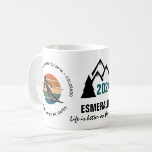 Mug Ski Vail, Colorado - Femme Skier, Texte noir