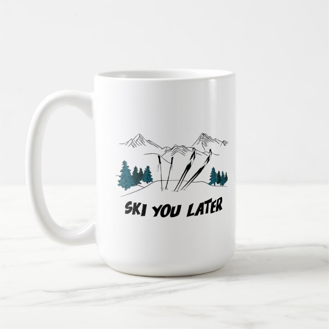 Mug Ski Vous Plus Tard Station De Ski Scène D'Hiver (Gauche)