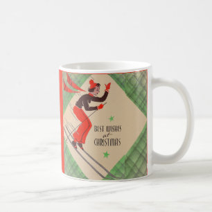 Mug Skier de Noël des années 1950