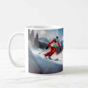 Mug Skier Sur La Montagne