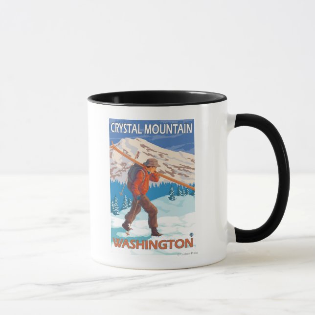 Mug Skier transportant ski de neige - Crystal Mountain (Droite)