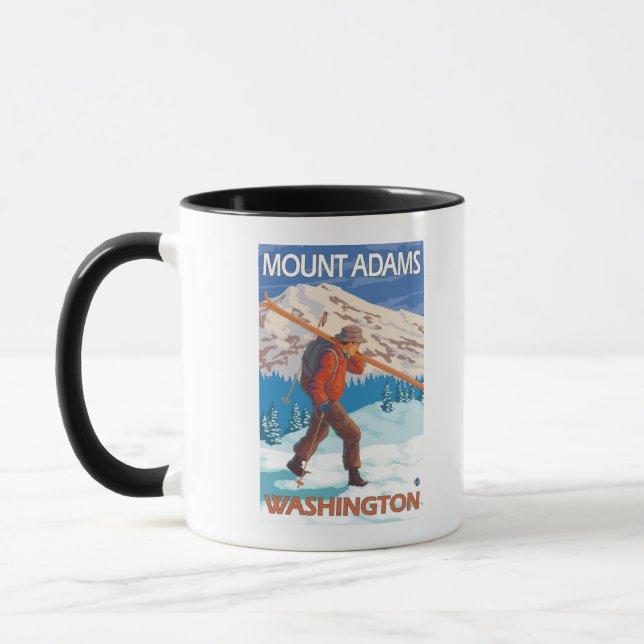 Mug Skier transportant ski de neige - Mont Adams, WA (Gauche)