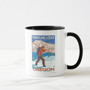 Mug Skier transportant ski de neige - Timberline Lodge