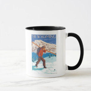 Mug Skier transportant ski de neige - Wyoming
