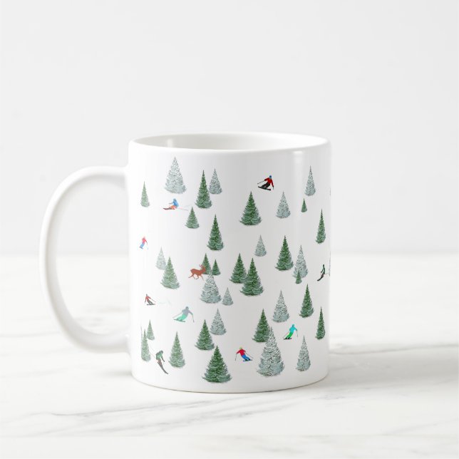 Mug Skiers Downhill Skiing Illustration  (Gauche)