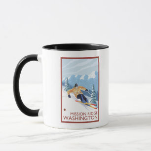 Mug Skieur de neige de Downhhill - mission Ridge,