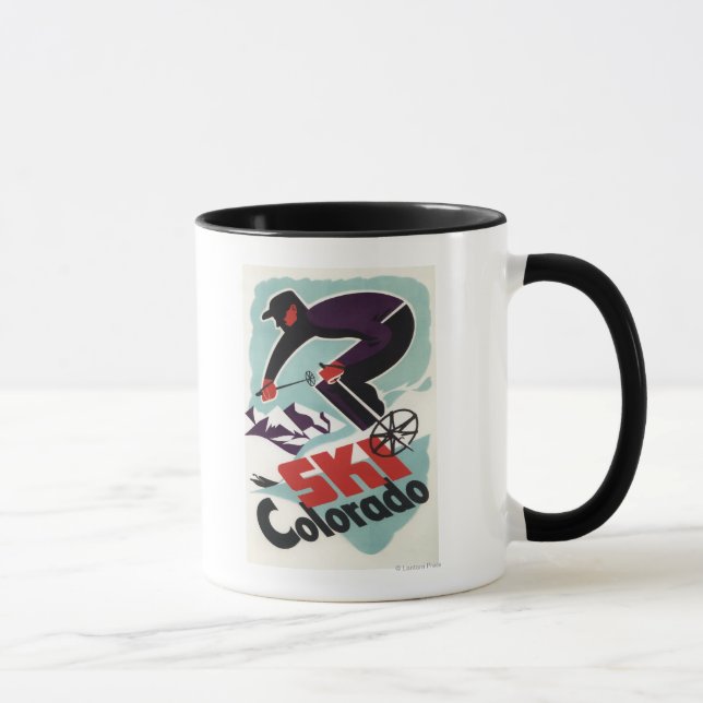 Mug Skieur habillé noir et violet (Droite)