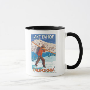 Mug Skis de transport de neige de skieur - le lac