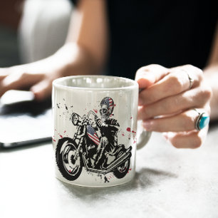Mug Skull Biker avec casque American Flag