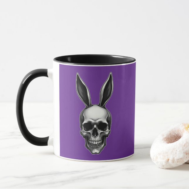 Mug Skull Bunny – Dark Gothic Easter - caneca (Avec donut)
