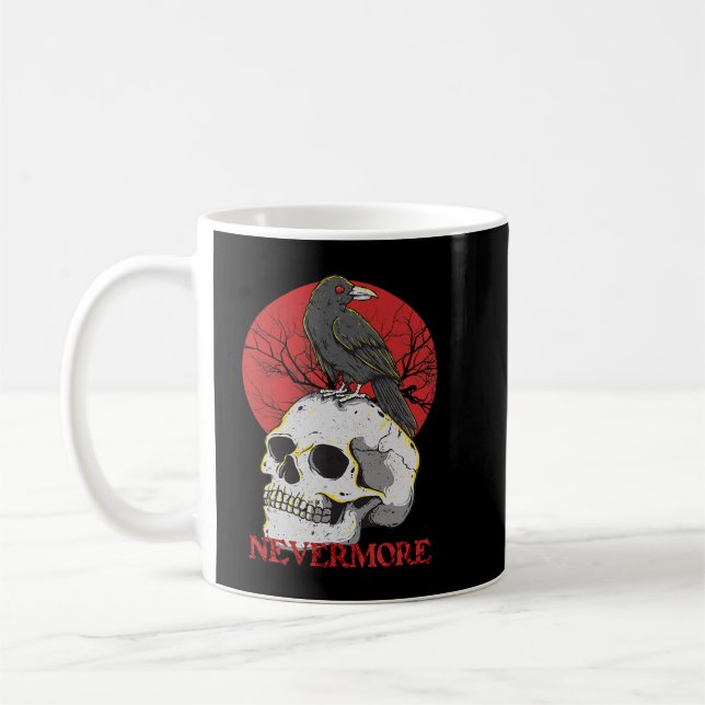 Mug Skull Nevermore Gothic Crow Raven Skull Head Emo P (Gauche)