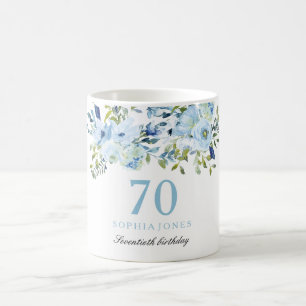 Mug Sky Blue Floral Aquarelle 70e anniversaire
