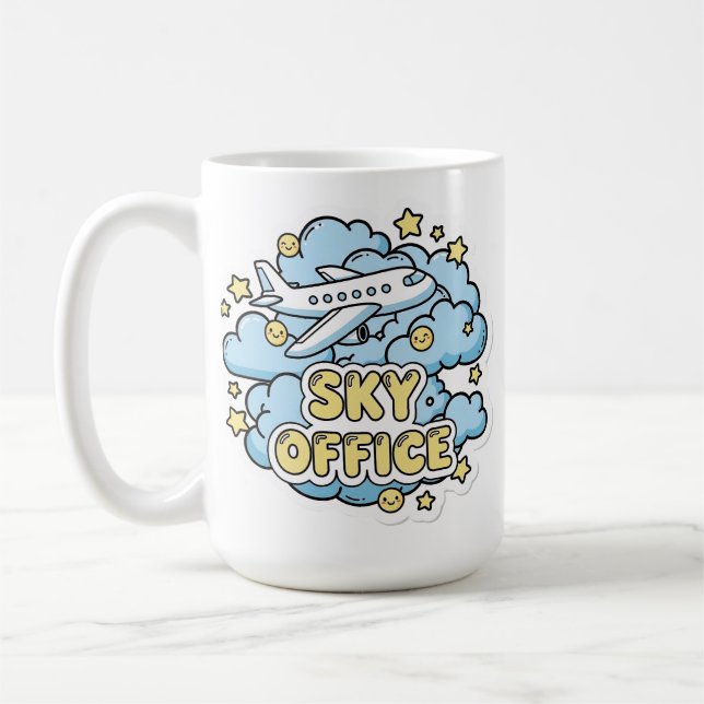 Mug Sky Office - Joli avion et nuages dessin animé (Gauche)
