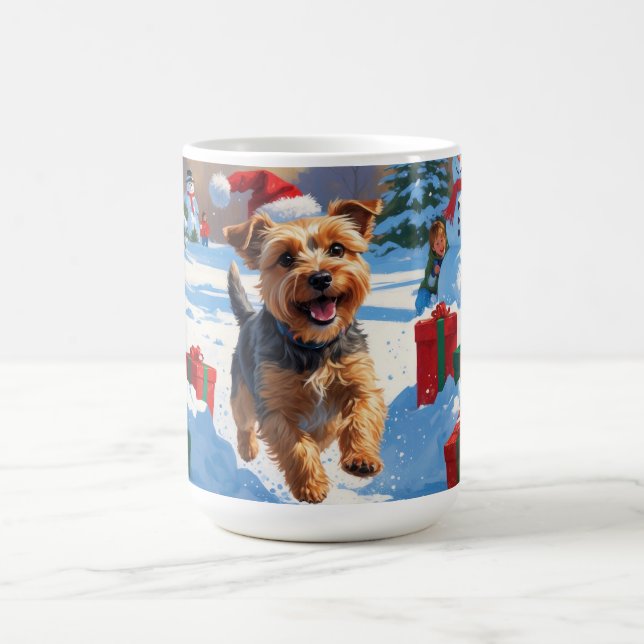 Mug Skye Terrier courant dans la neige avec un chapeau (Centre)