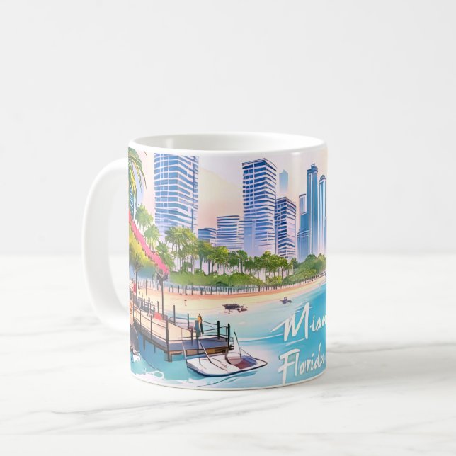 Mug Skyline Miami City Floride (Devant gauche)