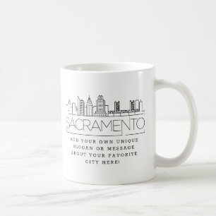 Mug Skyline stylisée de Sacramento   Slogan personnali