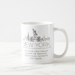 Mug Skyline stylisée New York   Slogan personnalisé