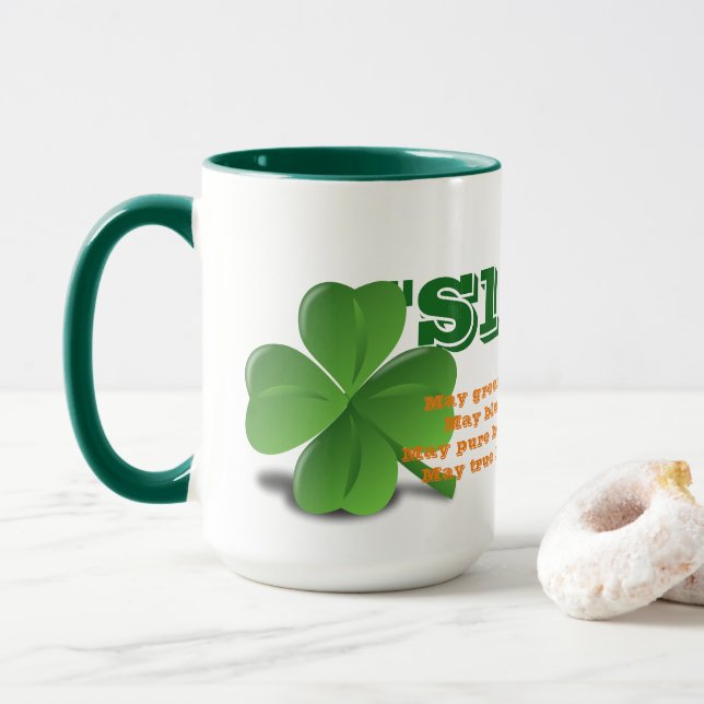 Mug Slainte irlandaise avec poème Saint Patrick's Day  (Avec donut)