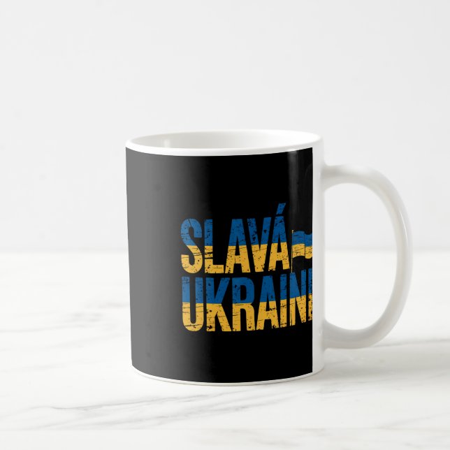 Mug Slava Ukraini Couleurs du drapeau ukrainien Rétro  (Droite)