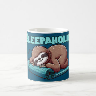 Mug Sleepaholic - Sleeping Sloth sur tapis de Yoga