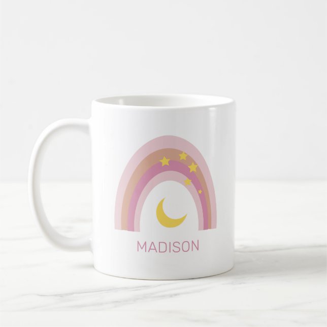 Mug 'Sleeptime Rainbow', Cute Boho Pink personnalisé (Gauche)