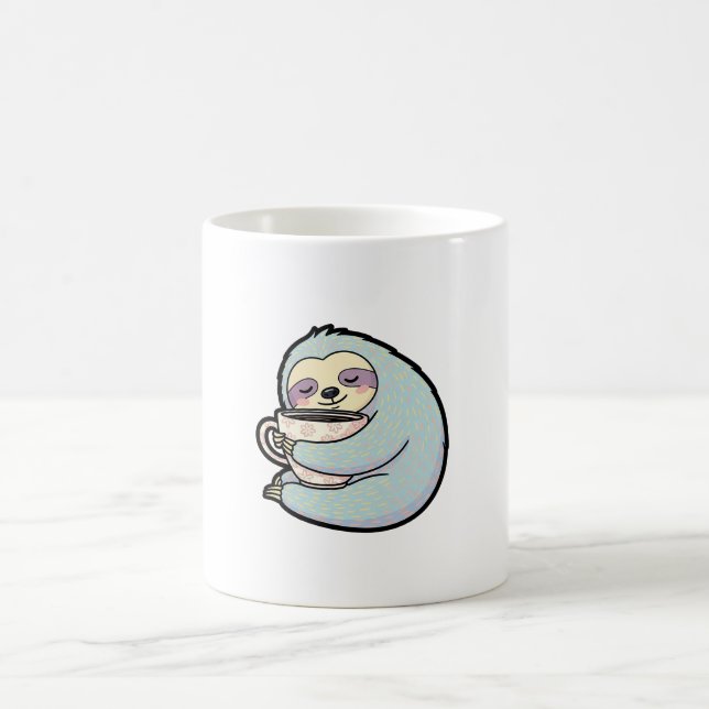 Mug Sleepy Sloth with Coffee – Cute Cozy Illustration (Centre)